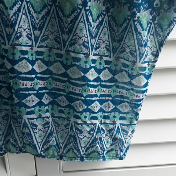 Dots sheer blue and green cold-shoulder blouse - Picture 6 of 8